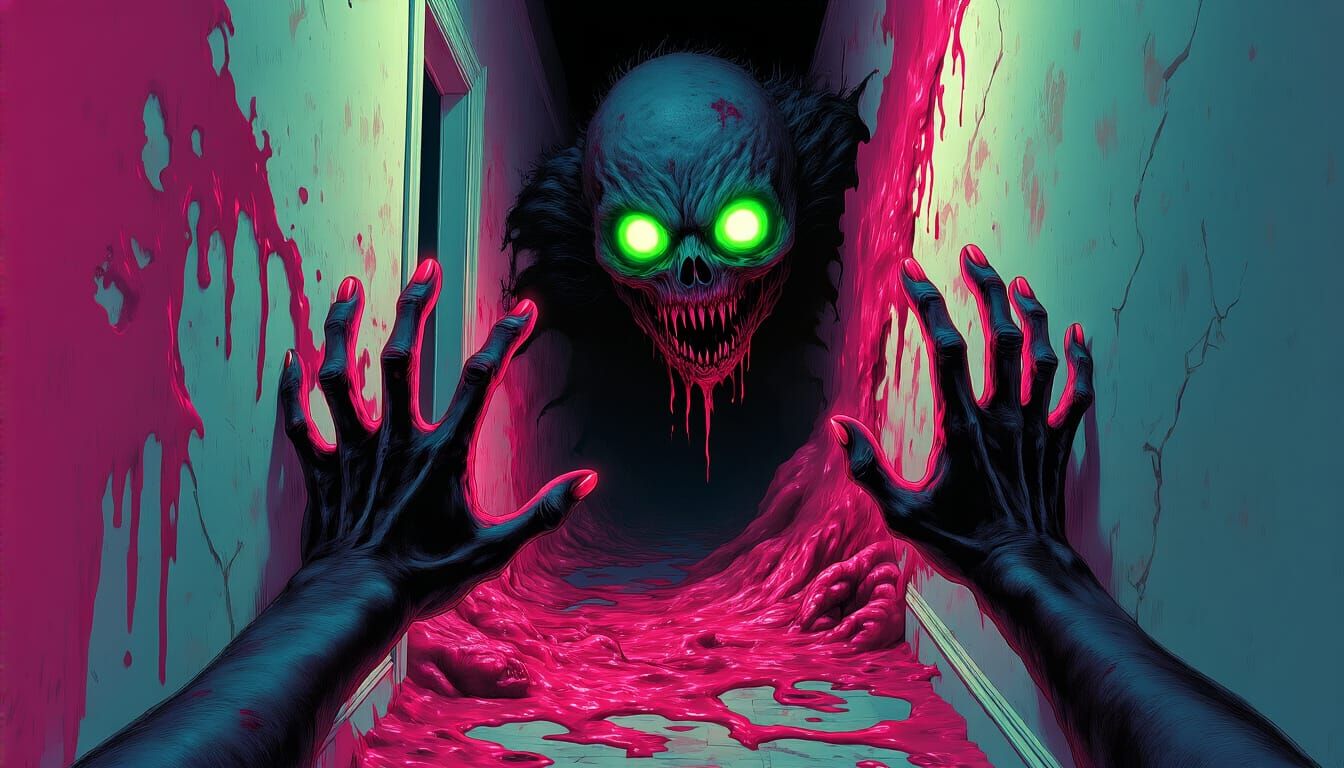 Horrifying Corporeal Hands With Glowing Green Eyes