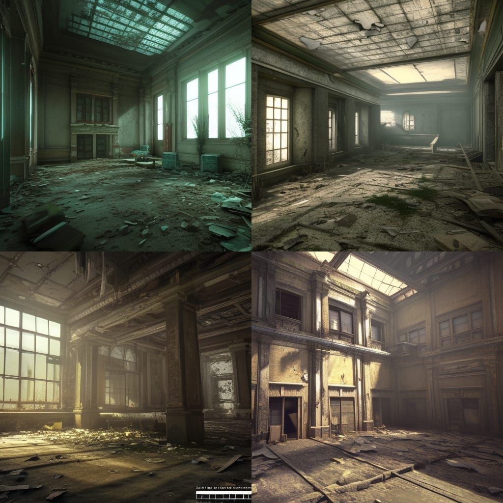 Abandoned Buildings in Cinematic 3D Game Style
