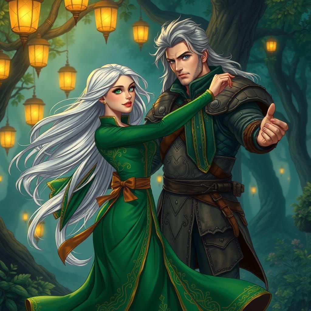 Wizard Woman Dancing in Mystical Forest