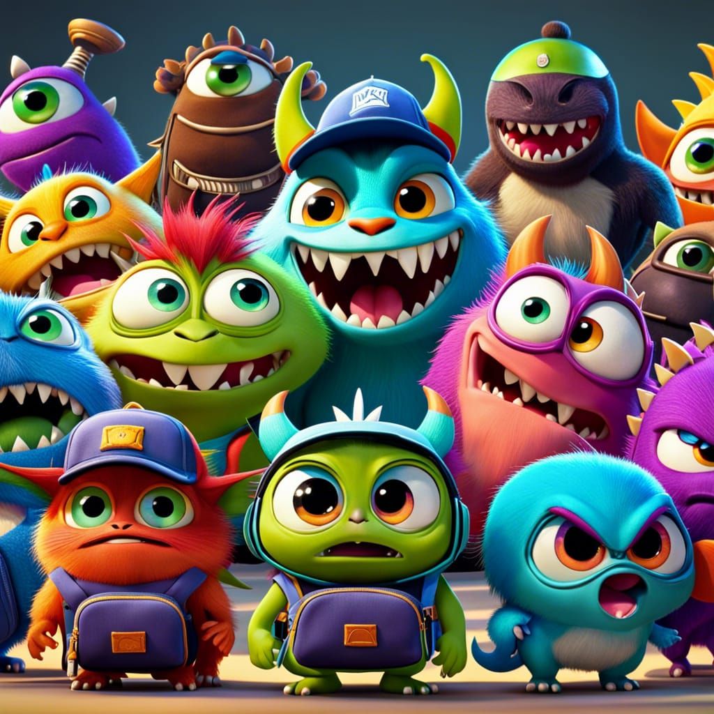 Monsters Bully Gremlin: Pixar-Style School Scene