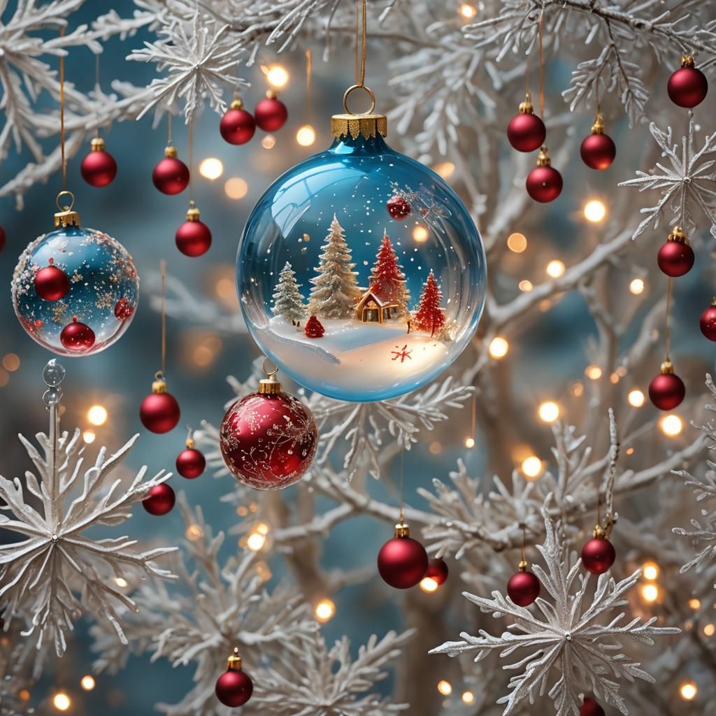 Glowing Christmas Ornament with Tiny Festive Scene