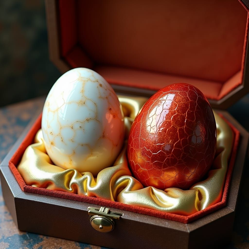 Dragon Eggs in Velvet Box: A Fantasy Illustration