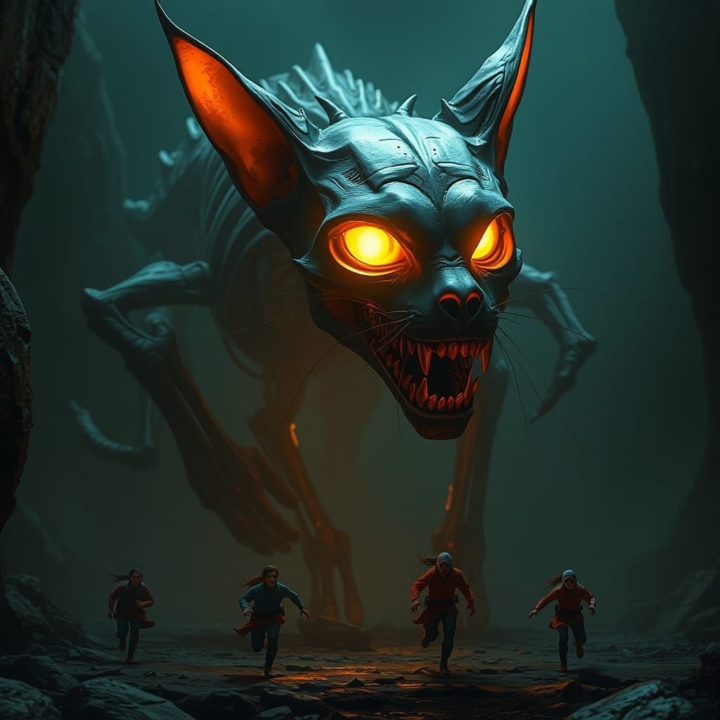 Horrifying Skeletal Cat Emerges from Darkness