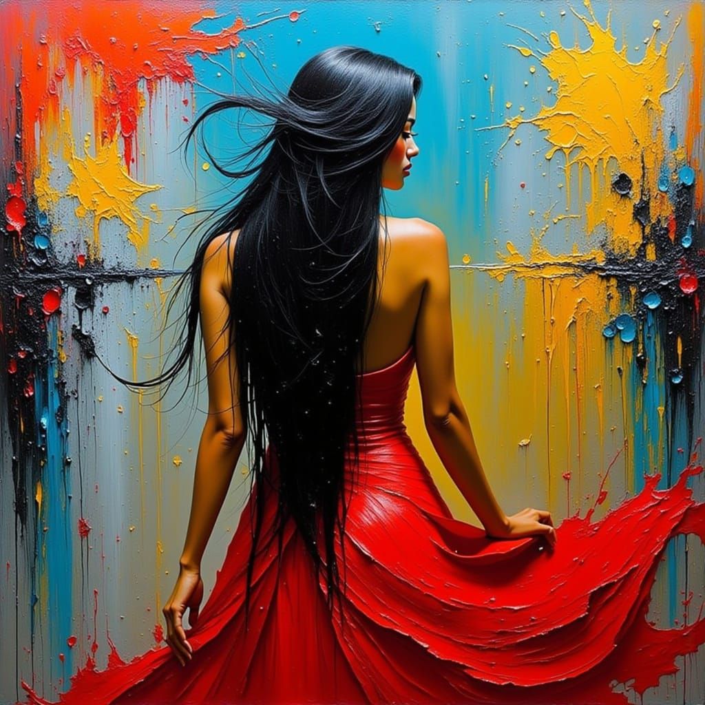 Surrealist Latin Model in Vibrant Urban Scene