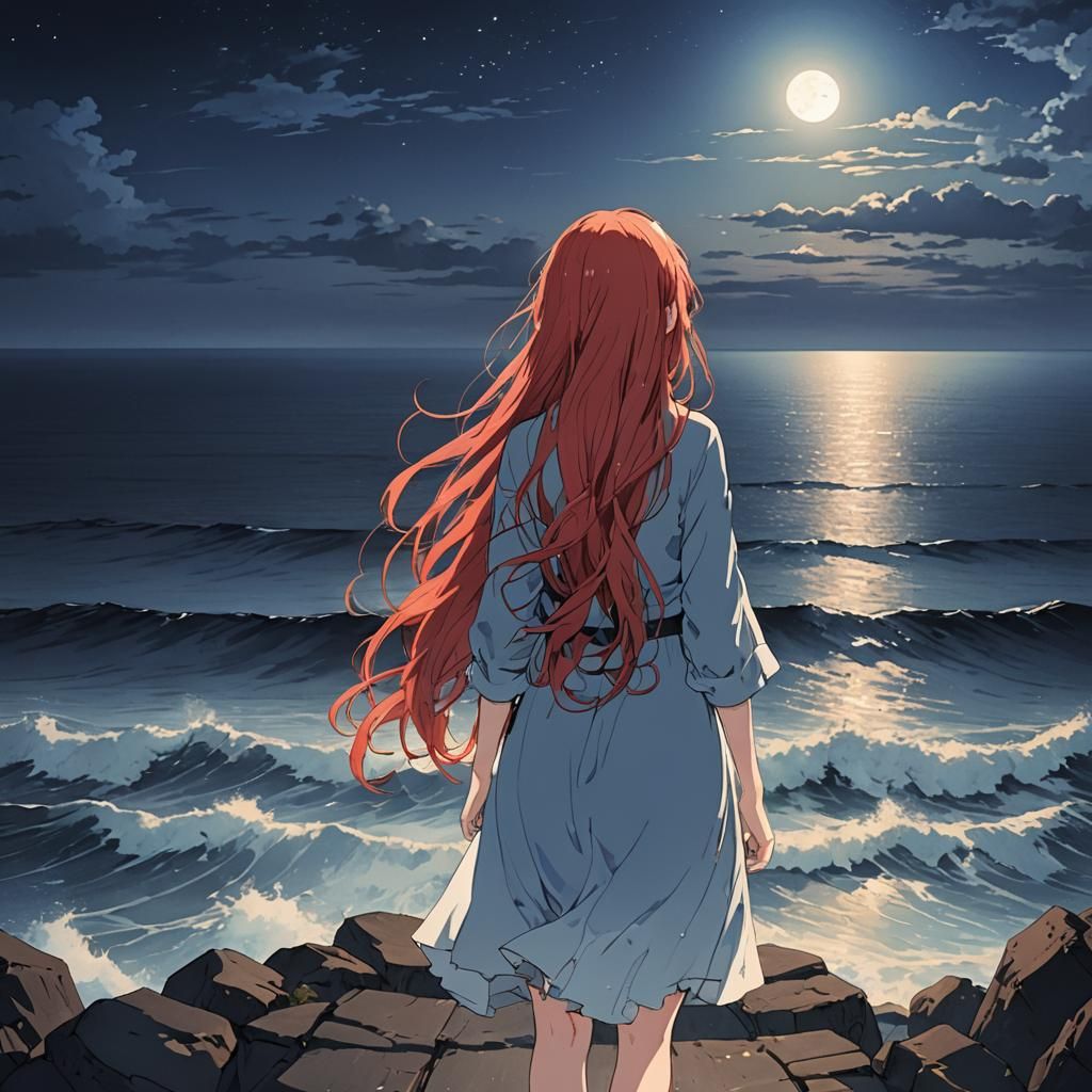 Sleepwalking Girl Gazing at Sea: Anime Key Visual