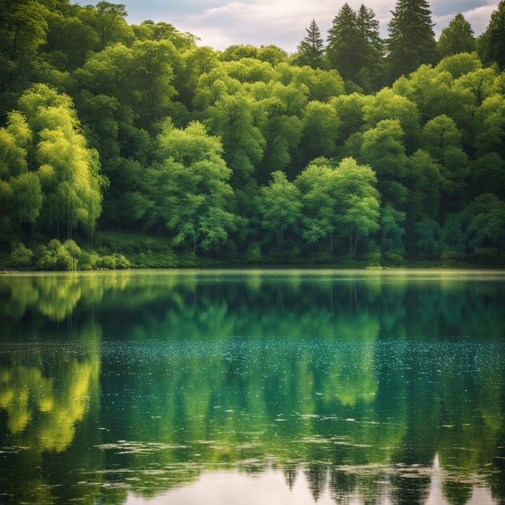 Serene Blue Lake Landscape Photography