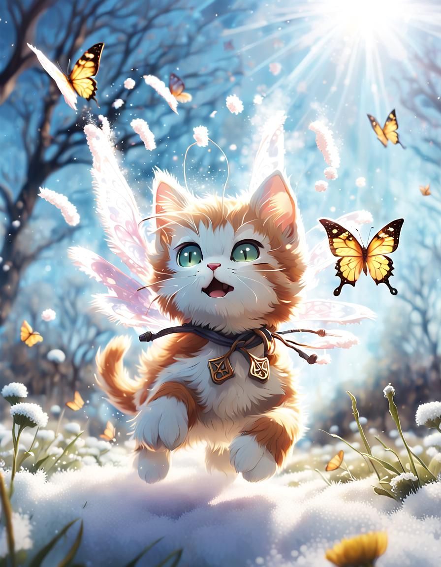 Kitten's Spring Chase in Fantasy Meadow