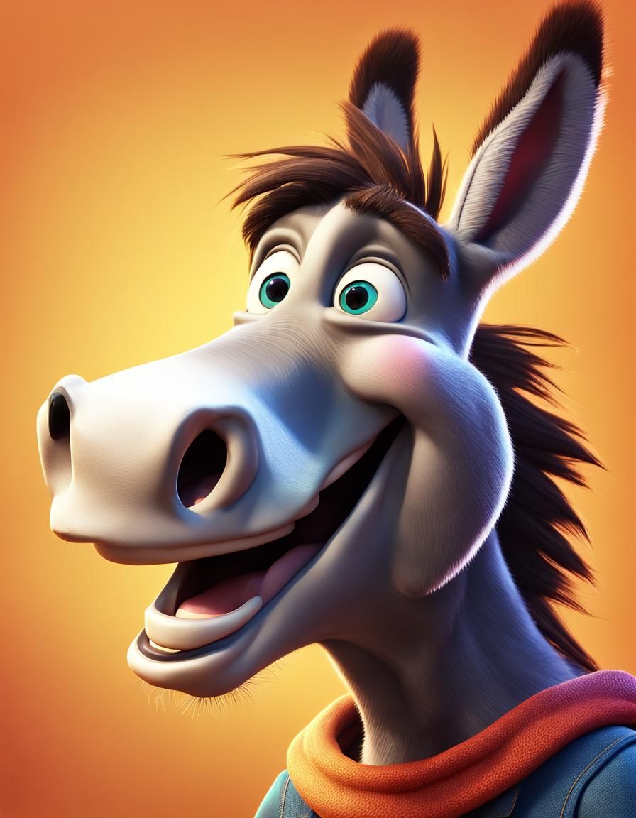 Laughing Donkey in Pixar Style 3D Rendering