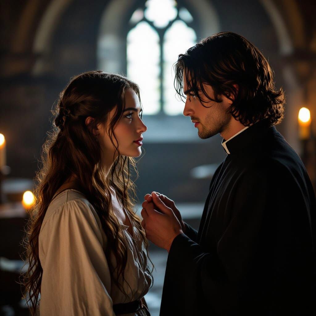 Intense Gaze in Monastic Setting: Cinematic Photography