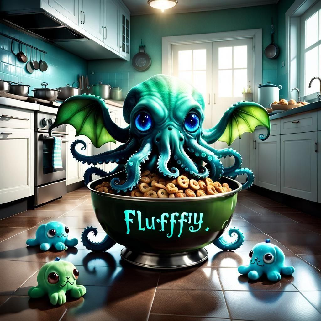 Fluffy Loves His Cthulhu Chow