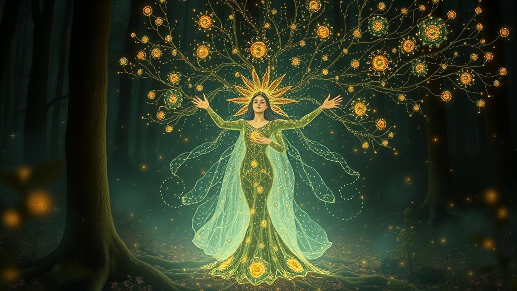 Dreamlike Goddess Blooms in Ethereal Light