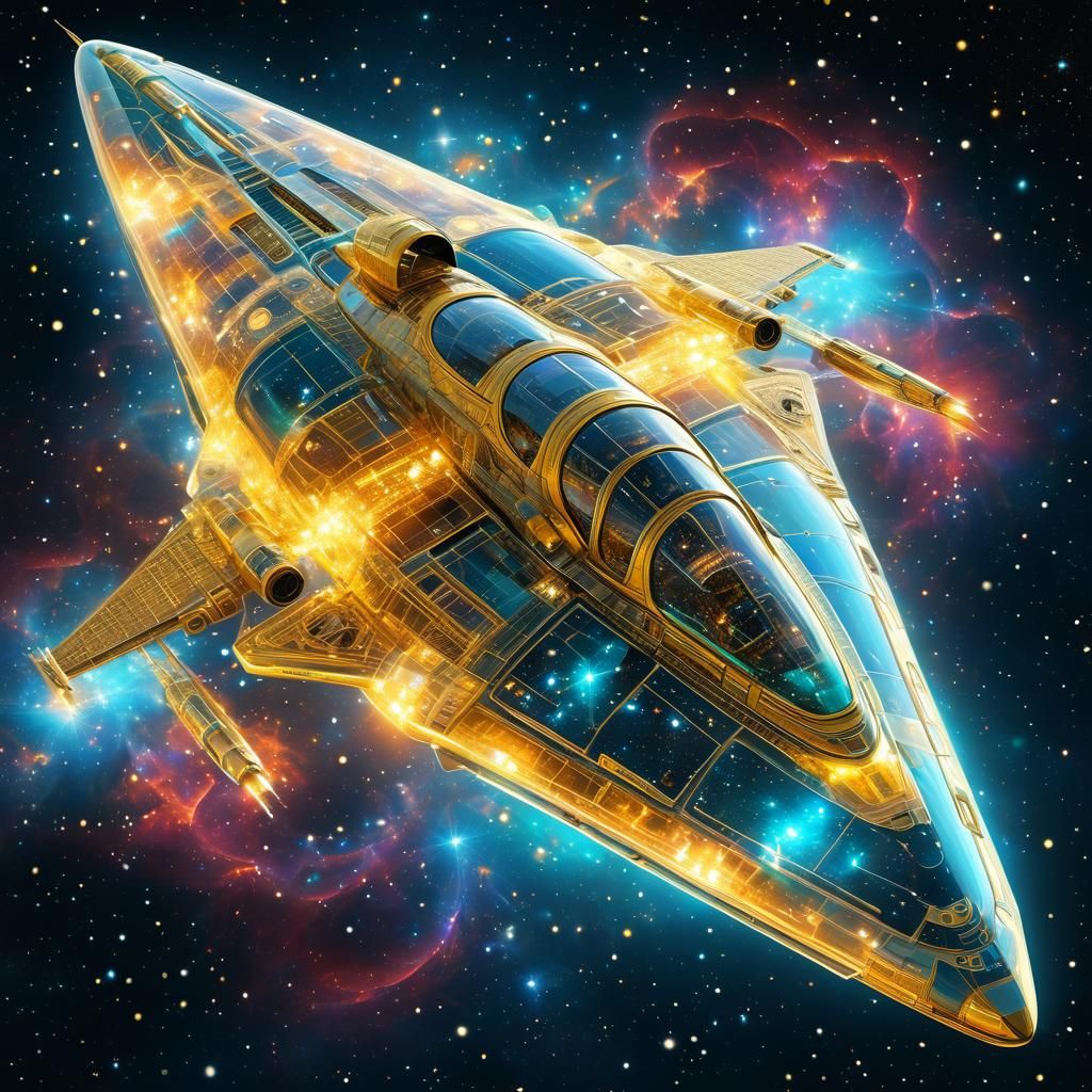 Translucent Spaceship Reveals Iridescent Nebula