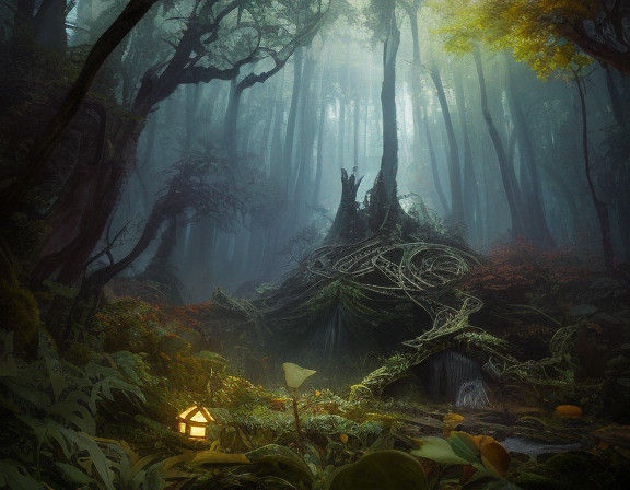 Dark Fantasy Alraune in Ancient Forest
