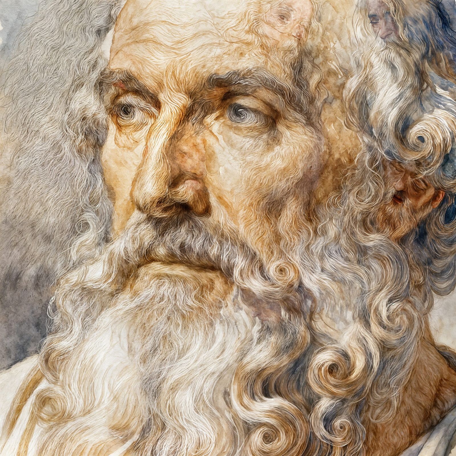 Ancient Greek Philosopher Watercolor Portrait