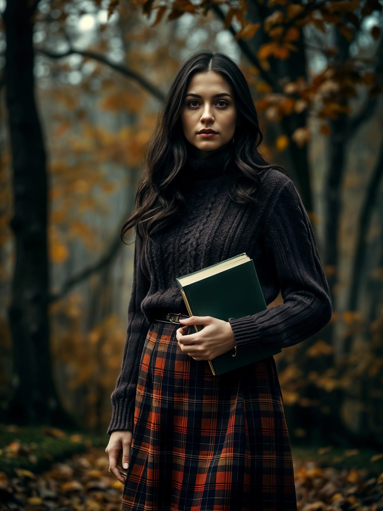 Dark Academia Autumn Fashion Editorial Portrait