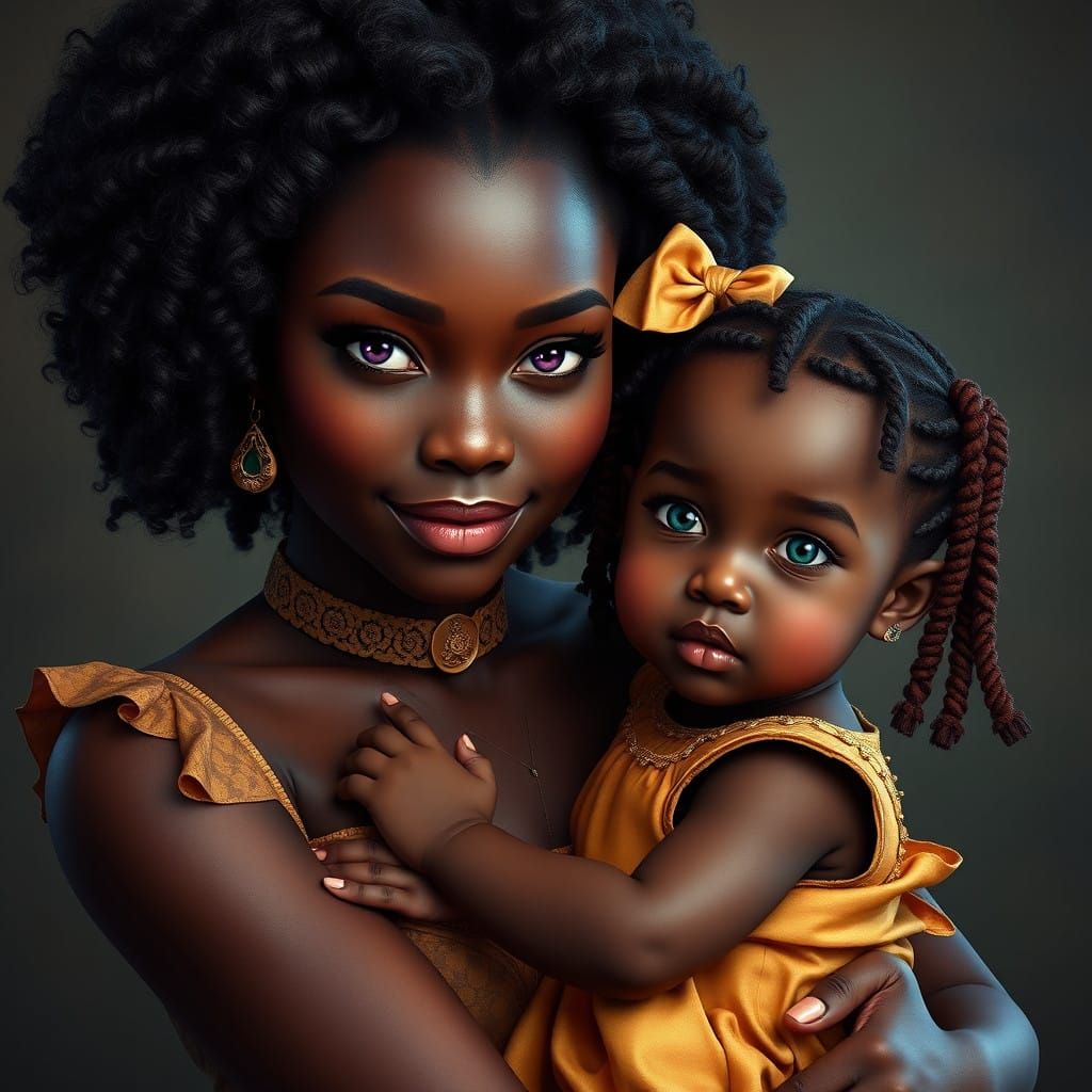 Mother and Daughter in Vibrant Fantasy Attire