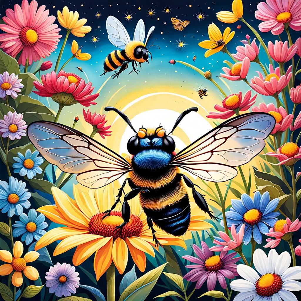 Pollinator insects busy at work