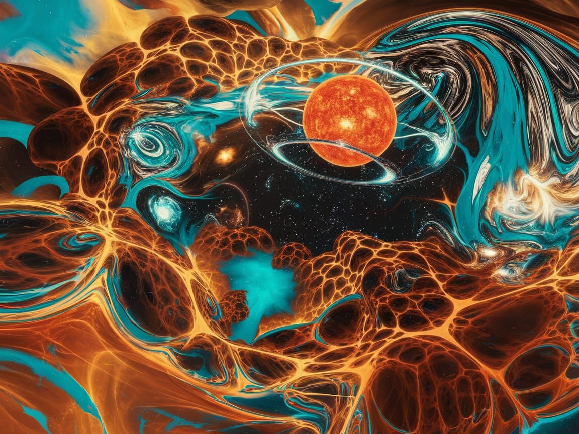 Psychedelic Futuristic Dyson Sphere Encircling the Sun