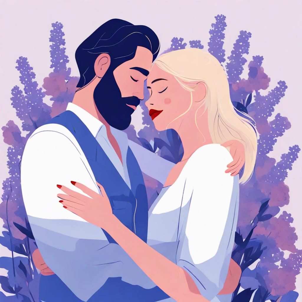 Minimalist Couple Amid Blooming Flowers