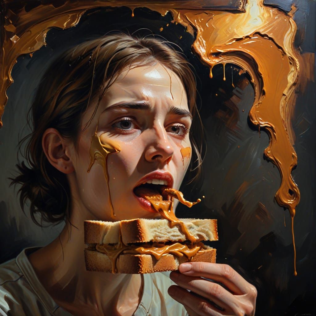 Surreal Peanut Butter Nightmare: An Oil Painting