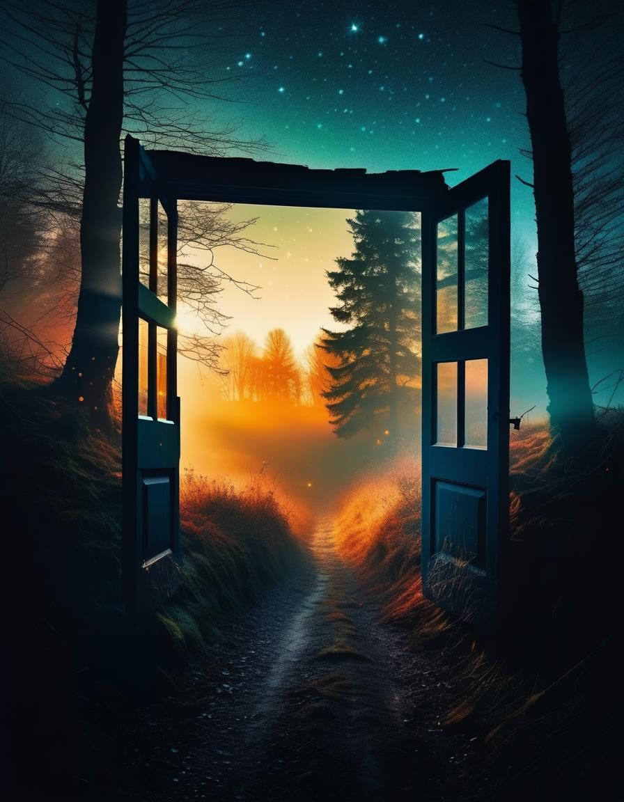 Double Exposure Haunted Village in Moody Style