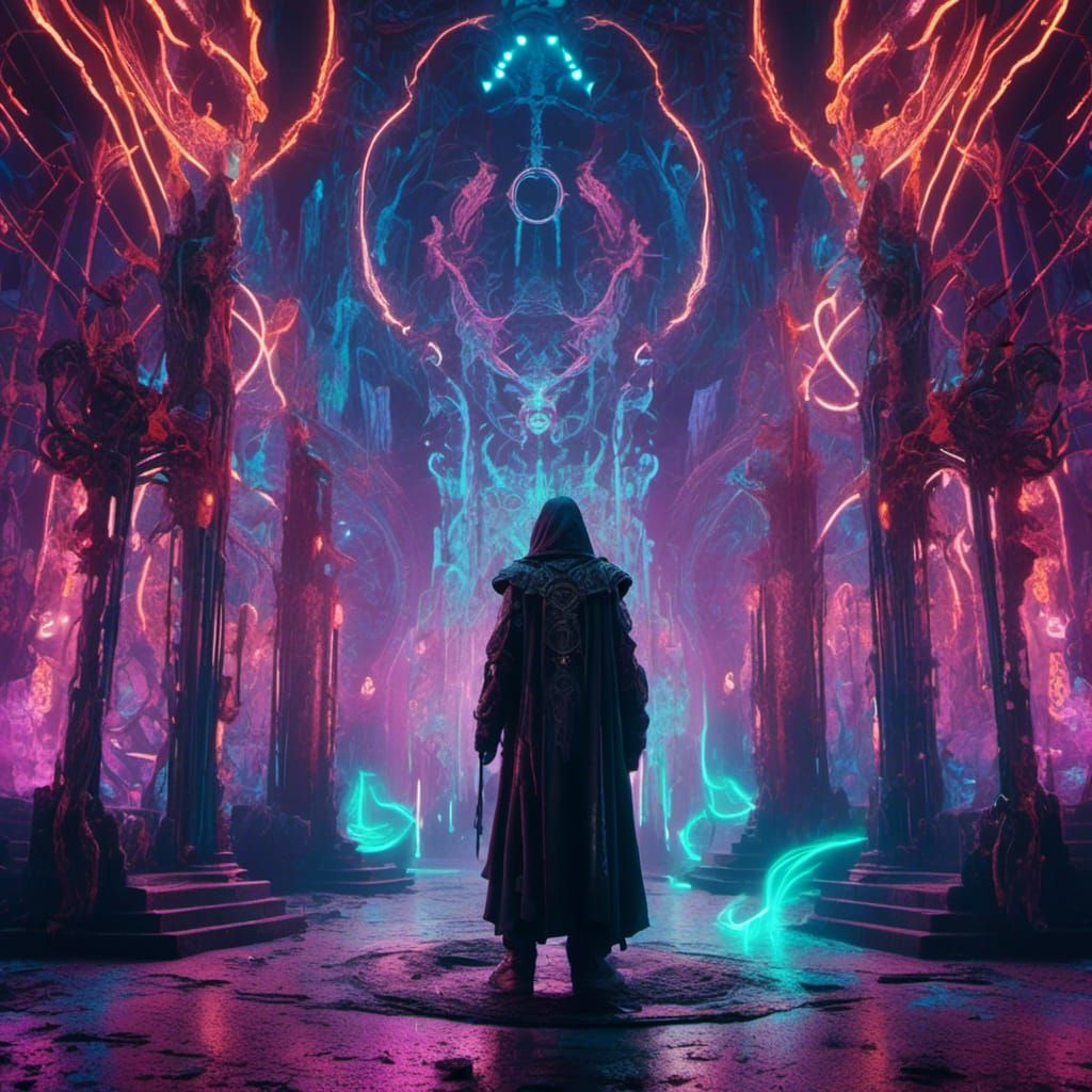 Cyberpunk Gatekeeper at Afterlife's Gates