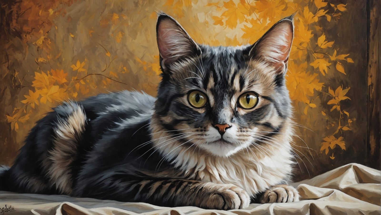 Elegant Belle Arte Style Cat Painting