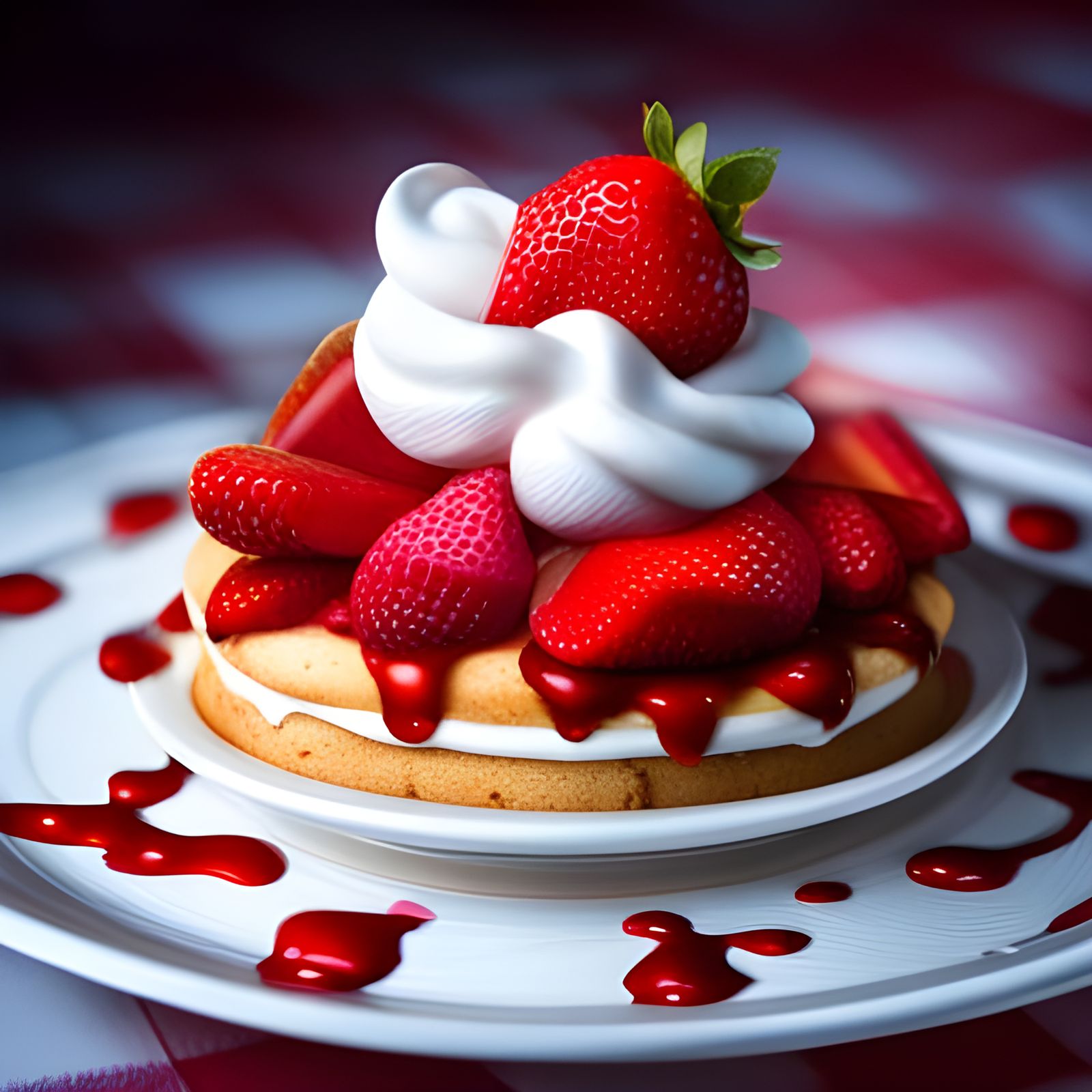 Photorealistic Strawberry Shortcake Diner Plate