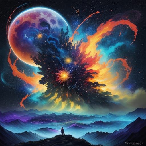 Cosmic Whispers: Van Gogh-Inspired Anime Key Visual