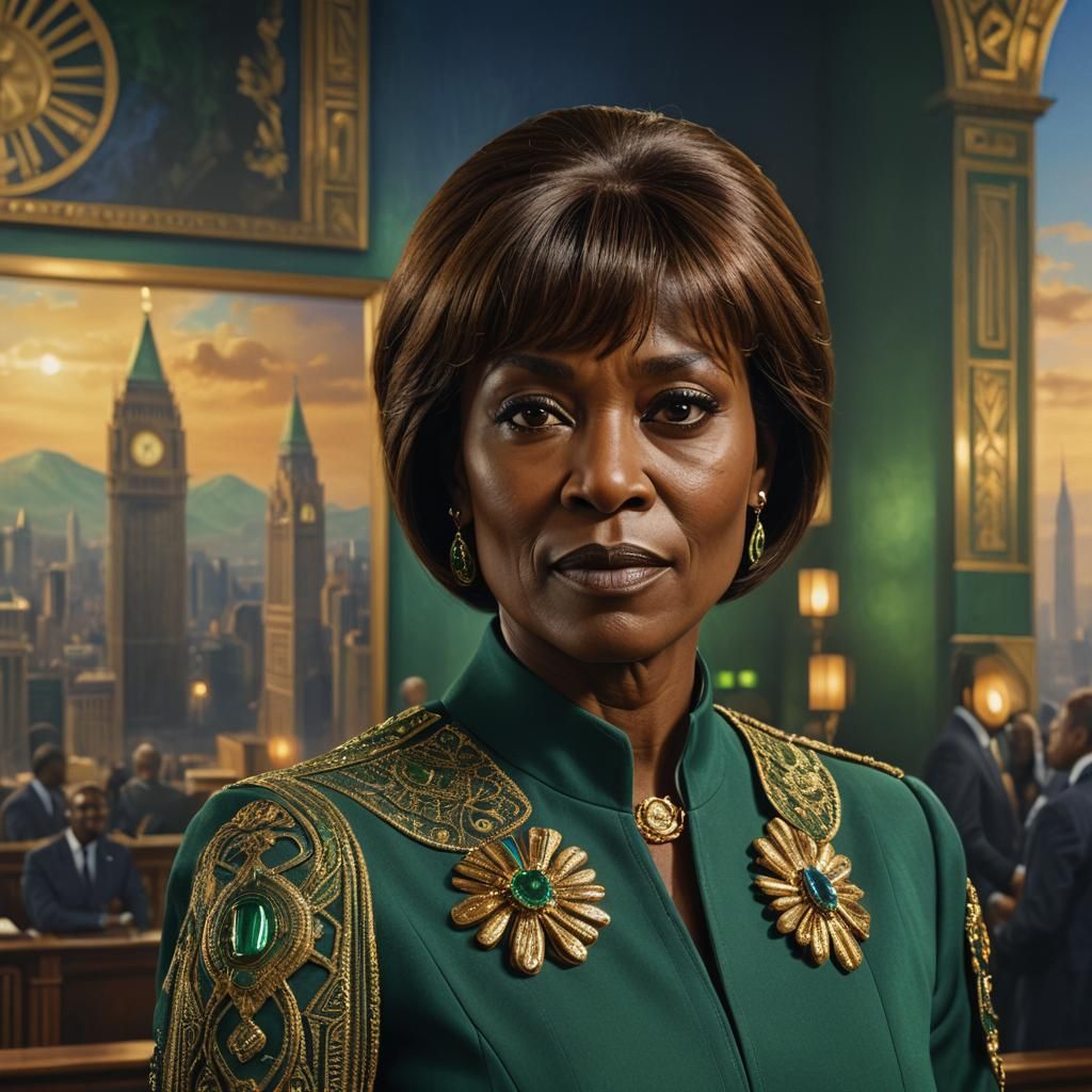 Elegant Portrait of African Irish Politician in Adschi Bayer...