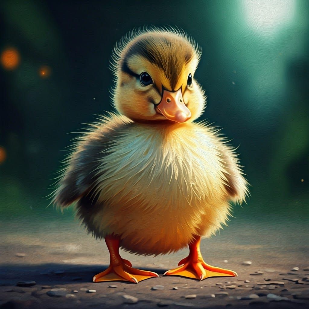 Whimsical Duckling in Vibrant Impasto