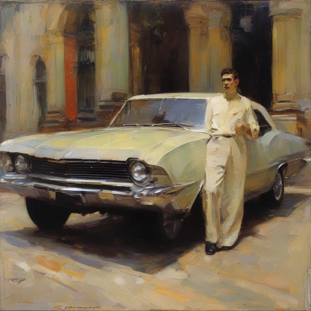 Vampire Lord Poses With Budget Muscle Car