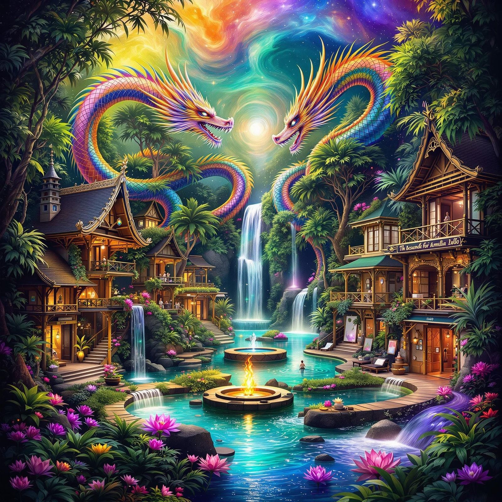 Balinese Village Community in Vibrant, Emerald Landscape