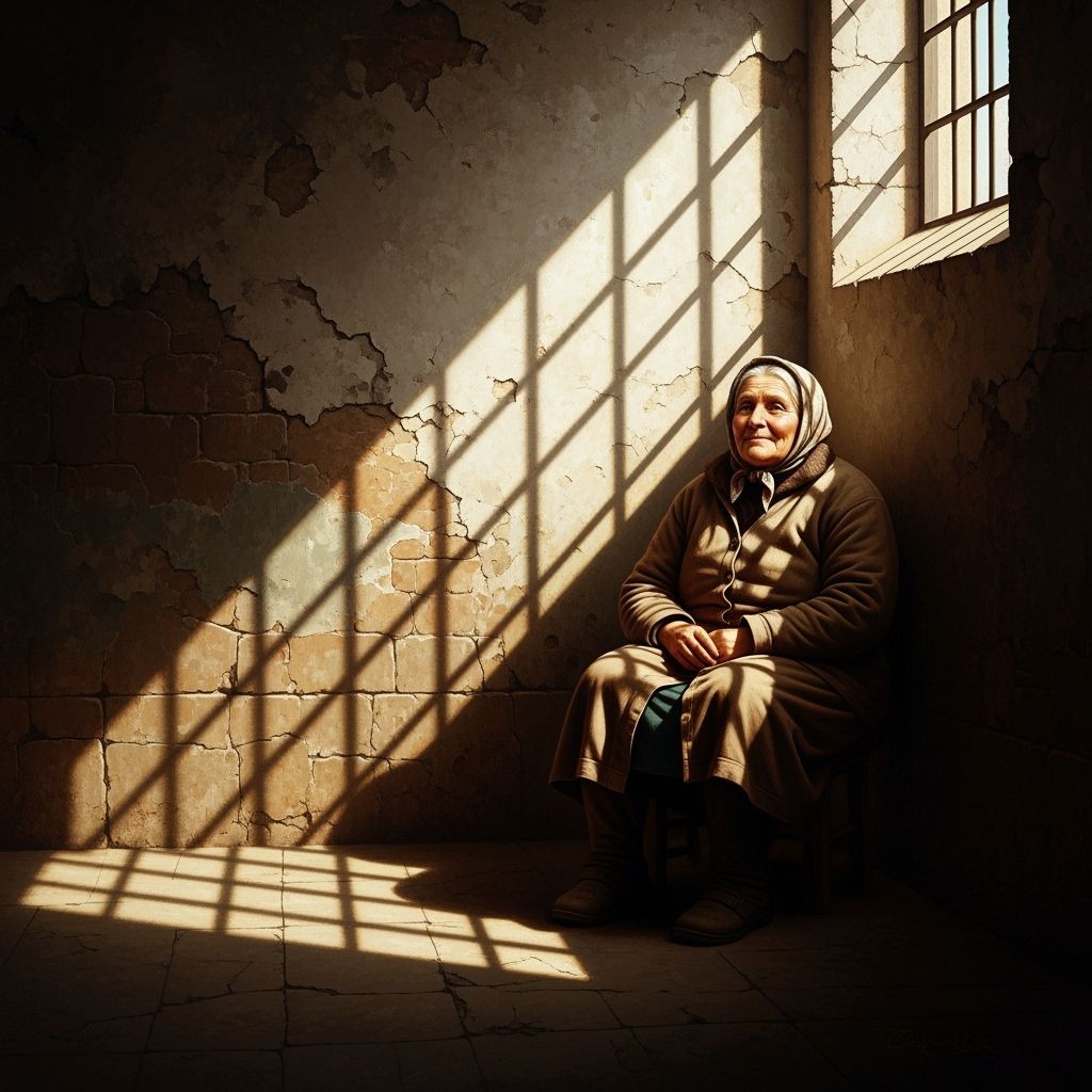 Old Woman Content in Prison Cell, Romantic Realism