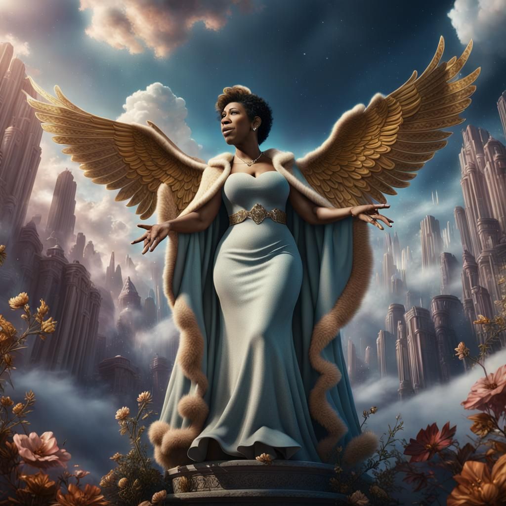 Aretha Franklin in Heaven: Detailed Matte Painting