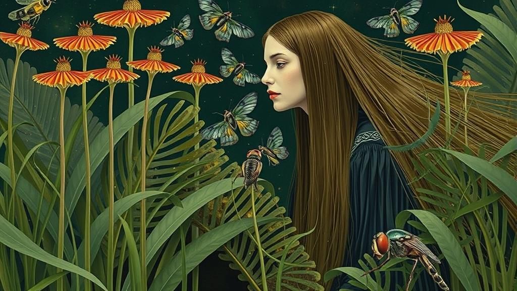 Surreal Woman with Bulbophyllum in Digital Collage