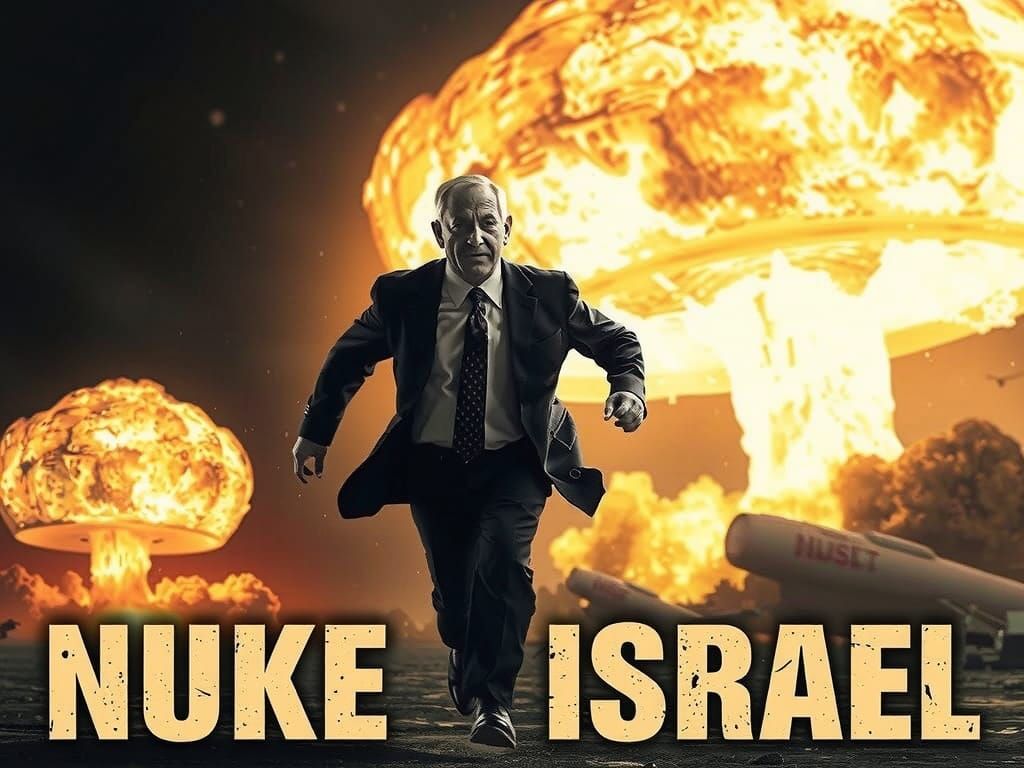 Man Fleeing Nuclear Blast in Dramatic Art Style