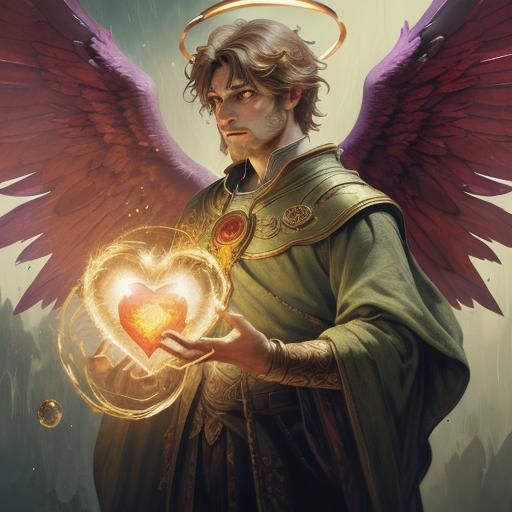 Lion with Angel Wings in Dark Fantasy Style