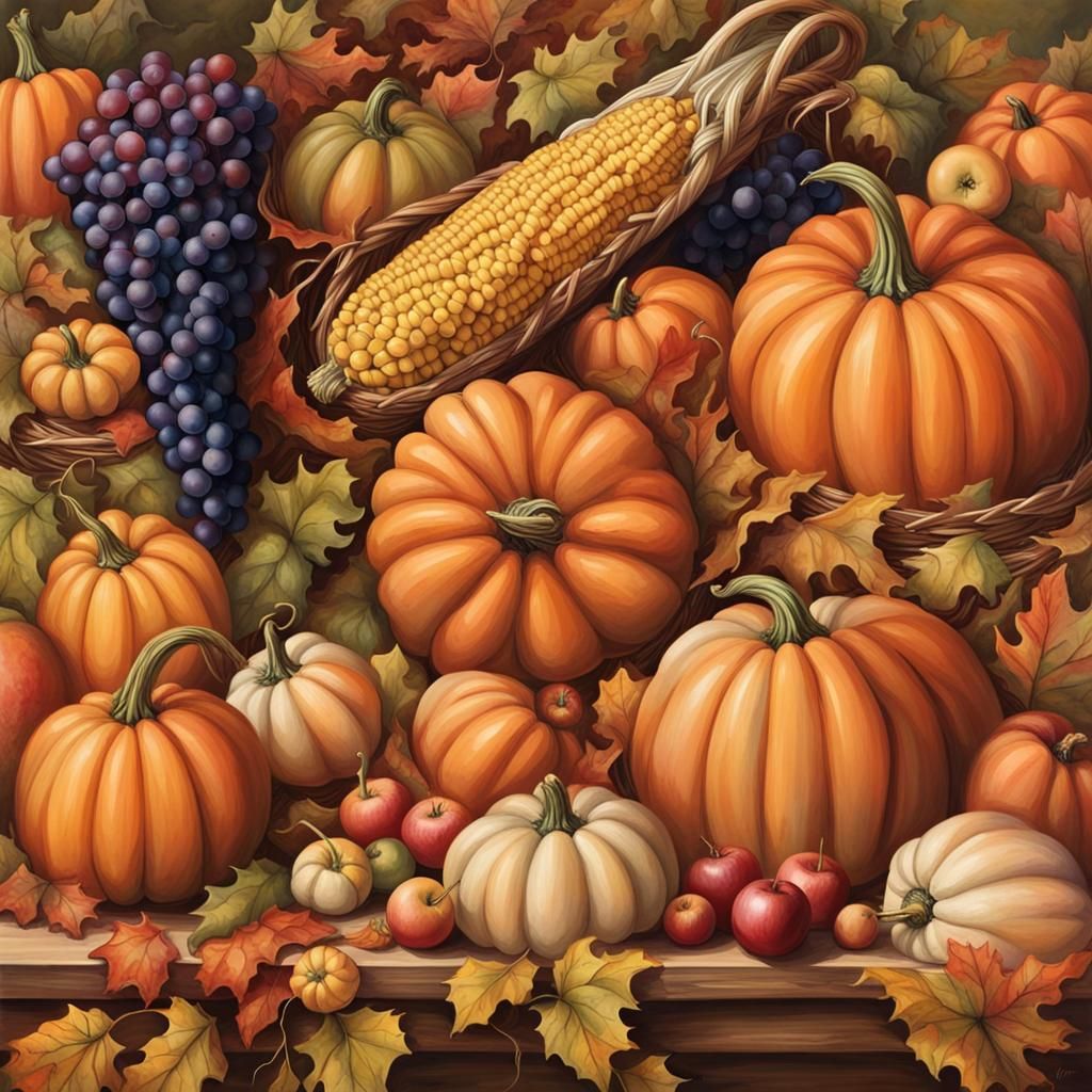 Abundant Fall Harvest of Fruits and Vegetables