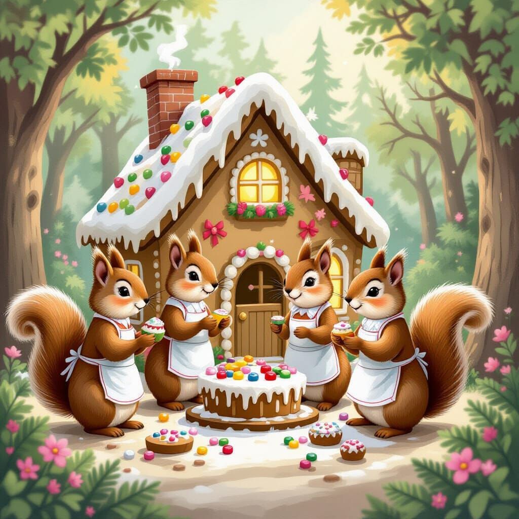 Squirrel Wedding in Cozy Woodland Bakery