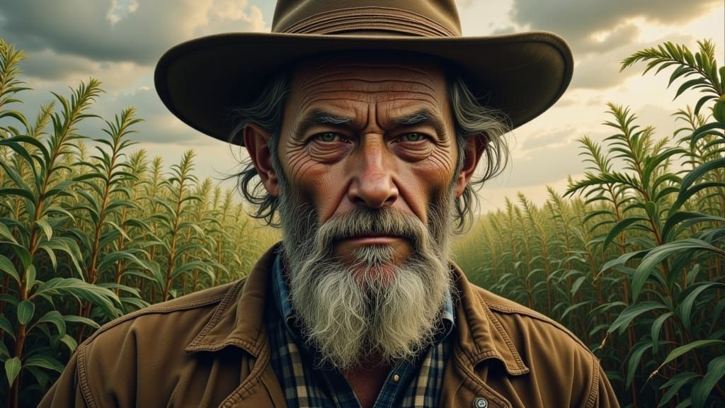 Farmer of Supernatural Plants: Hyperrealistic Farm Horror Po...