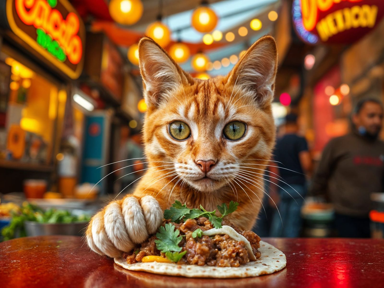 Orange Cat About to Steal a Taco