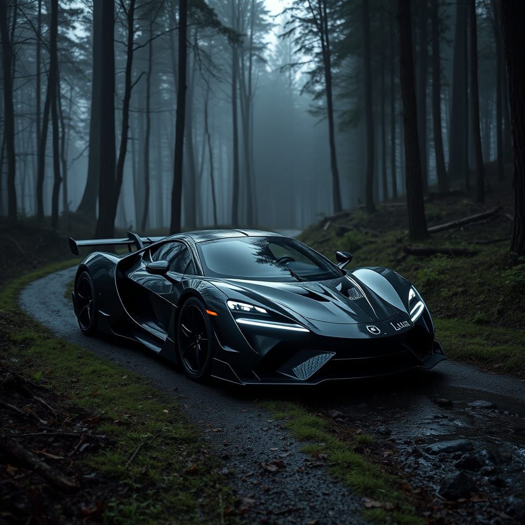 Ethereal Hypercar Illuminates Moonlit Forest