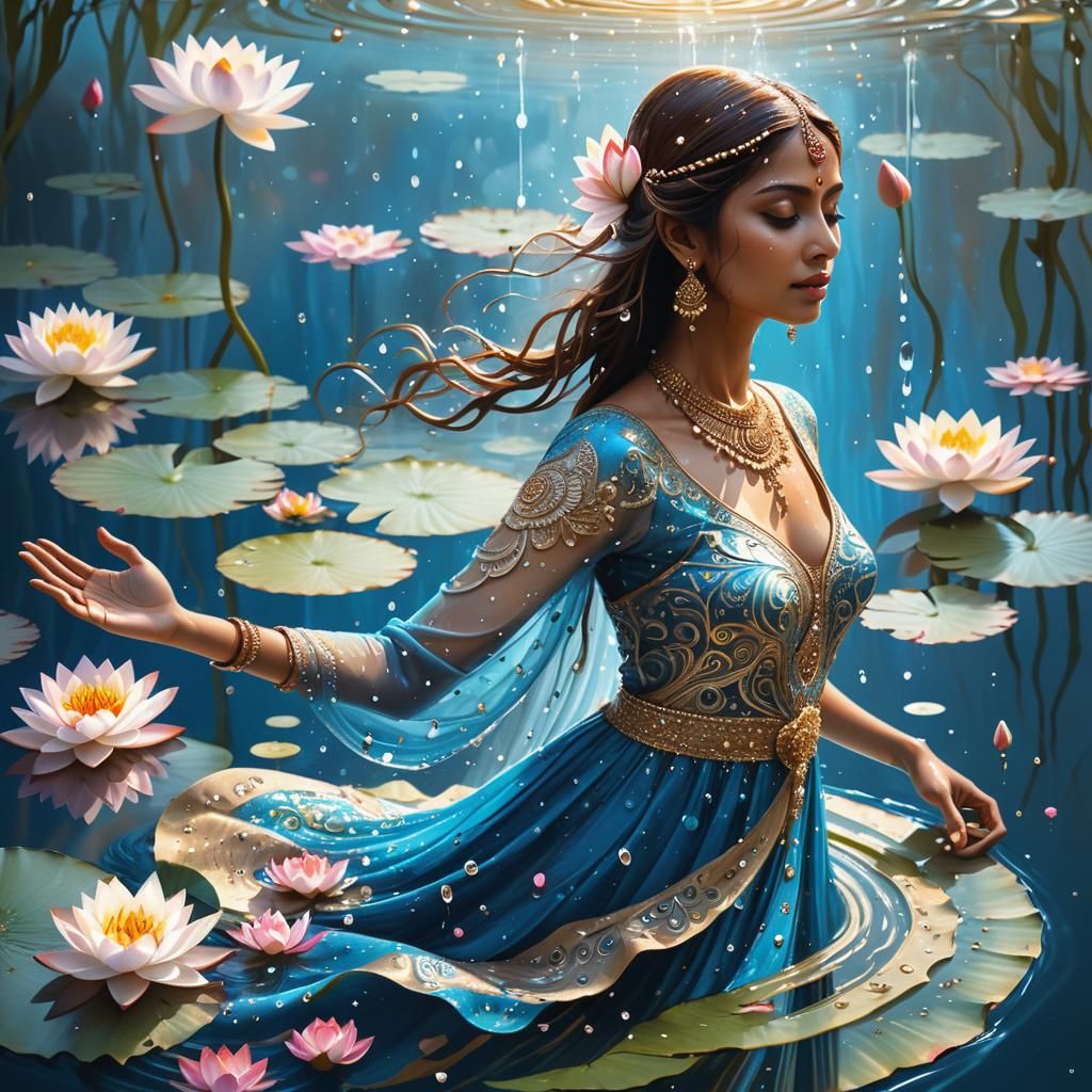 Surreal Portrait of an Indian Woman in a Vortex of Water