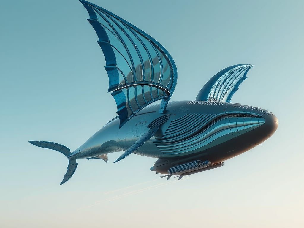 Blue Whale with Chrome Wings Soaring