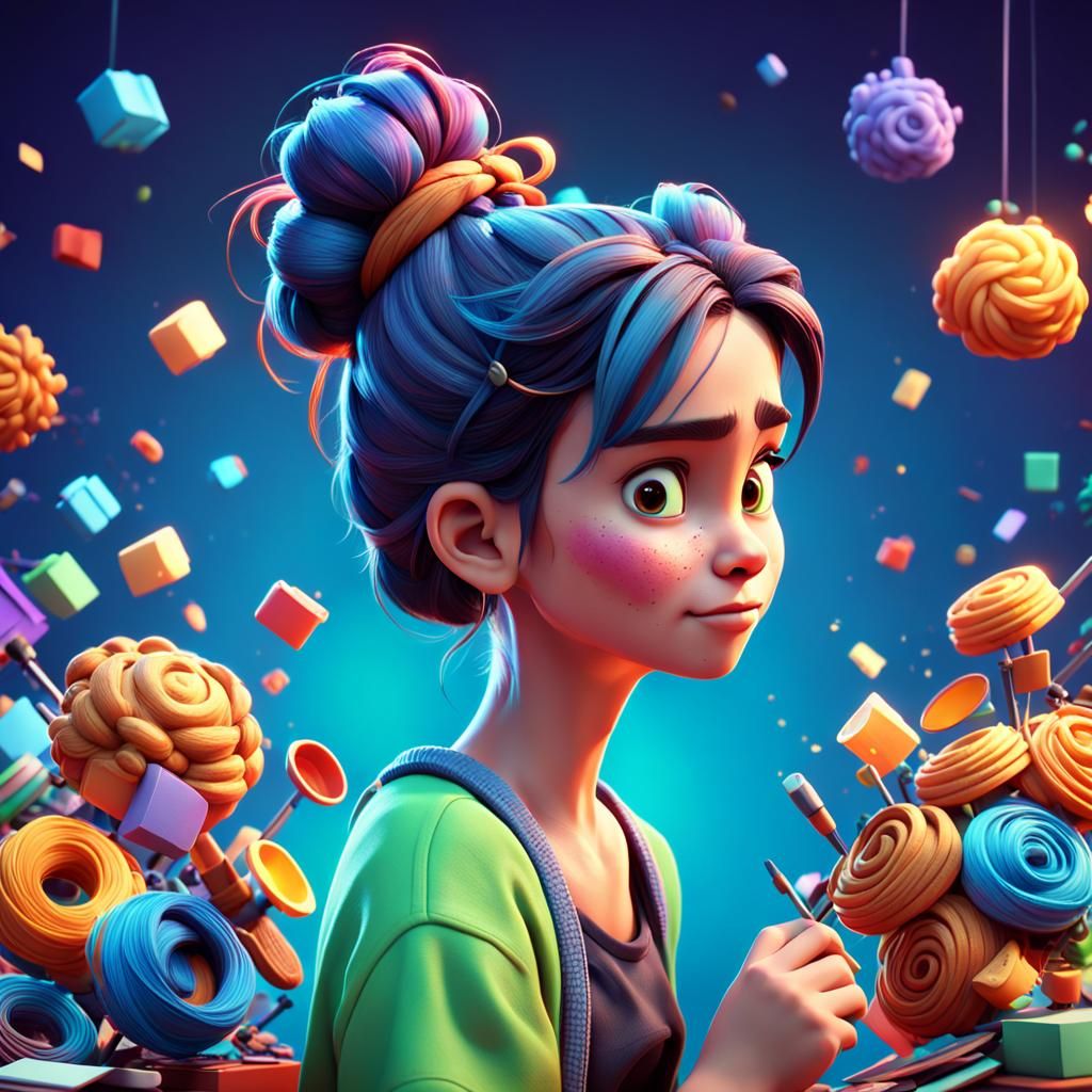 Crafting Frenzy: A 3D Digital Art Image