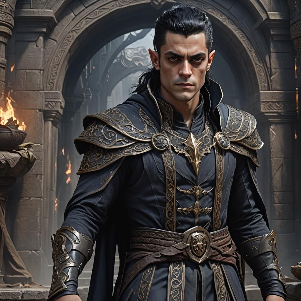 Detailed Dark Elf Male Fantasy Portrait