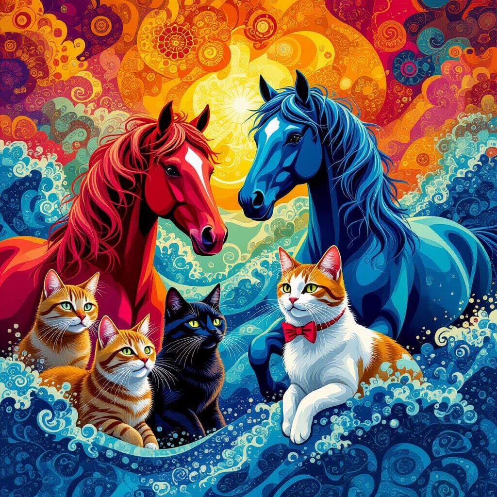 Vibrant Animals in Abstract Vector Style