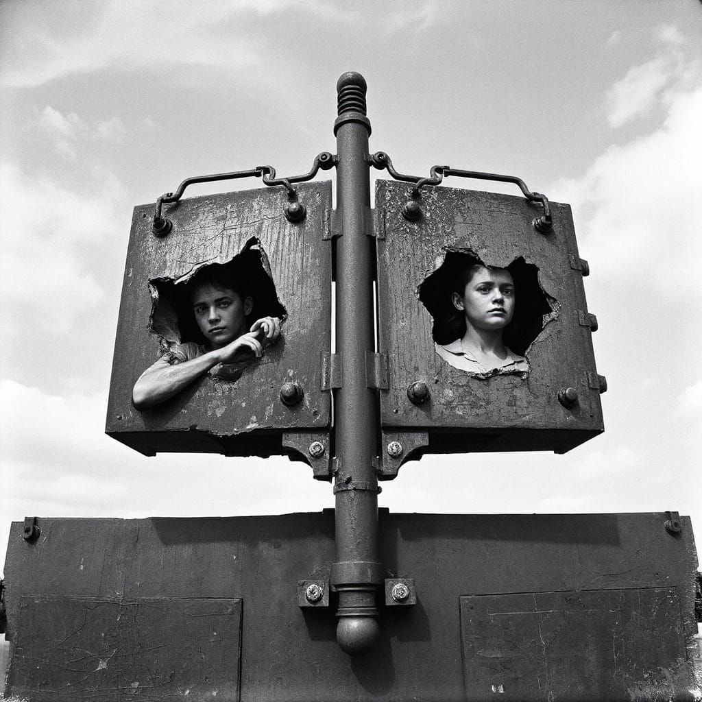 Surreal Black and White Photograph of Twin Echoes