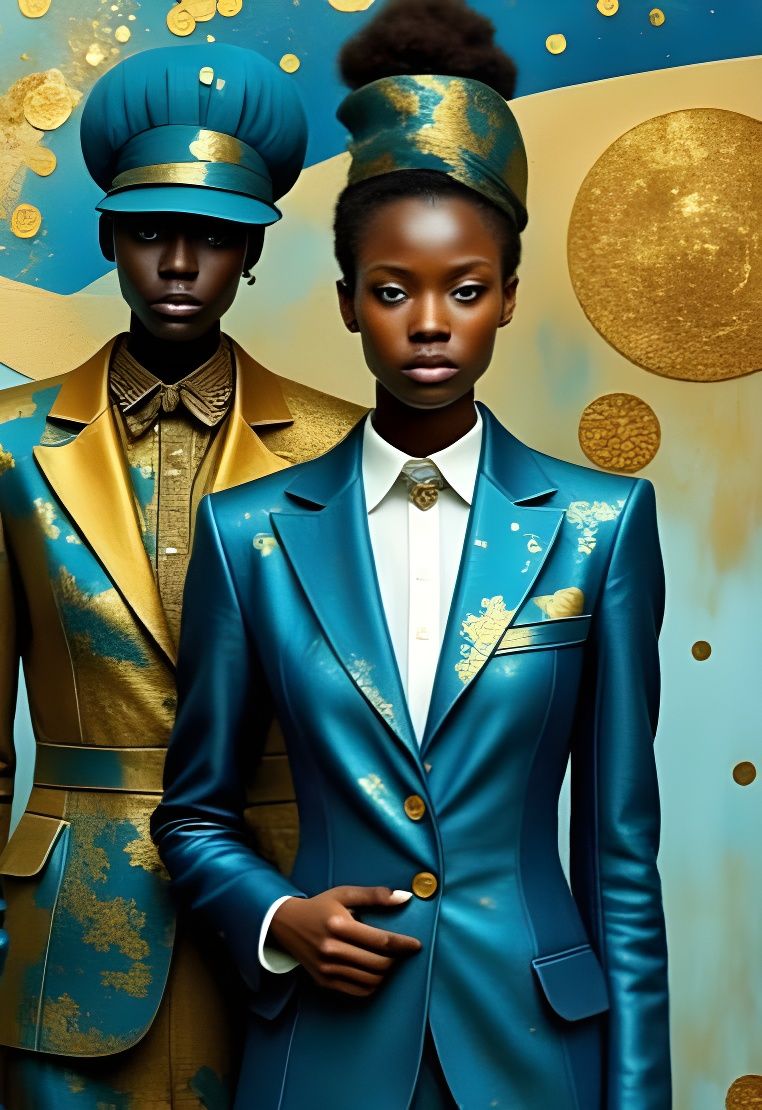 Zoot Suit Figures in Abstracted Geometric Landscape